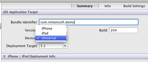 Change the Devices field to Universal